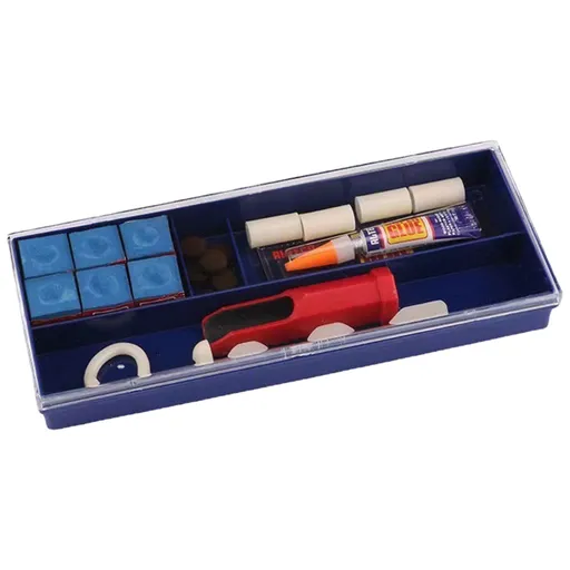 20 Piece Cue Stick Tip Repair Kit, pool cue accessories with tips clamp glue shaper and billiard repair tools, Blue, 9.45 x 3.94 x 1.18 inches