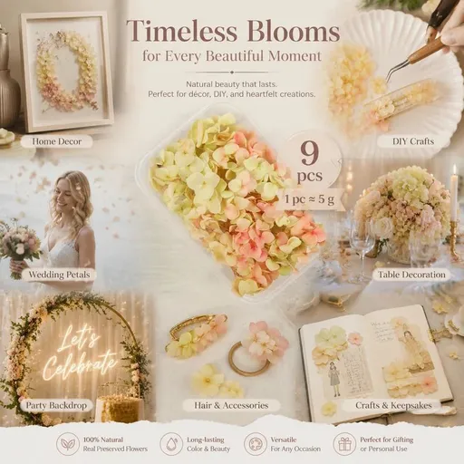 Modern Mixed Shade Preserved Hydrangea DIY Event Decor Flower Pack of 9 Boxes