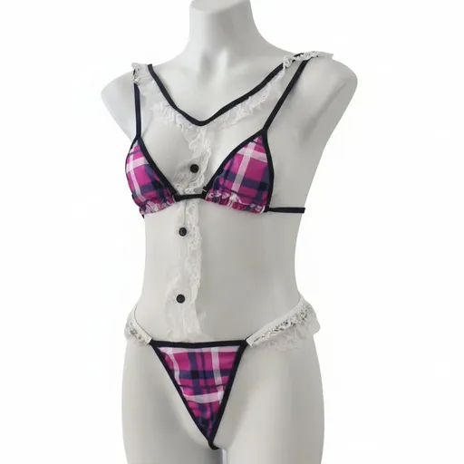 House Of Dasein Sexy Lingerie Set Lace And Plaid Splicing With Adjustable Straps Backless Design For Nightclub Wear - S