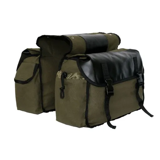 Bike Bag Bicycle Bike Saddle Rear Rack Bag for Grocery Shopping Cycling Trip Military green (with side pockets)