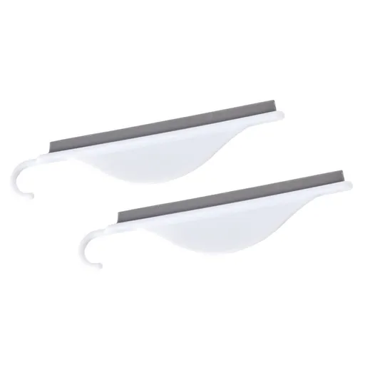 2Pcs Waterproof Silicone Glass Wiper with Plastic Handle for Bathroom Mirrors and Kitchen Surfaces