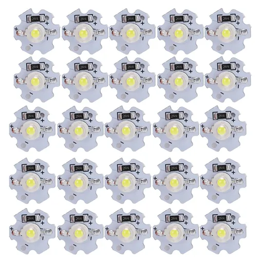25Pcs 5V LED Chips 200LM 3W High Power LED Lamp Beads for DIY Lighting FixturesPure White 6000‑6500K