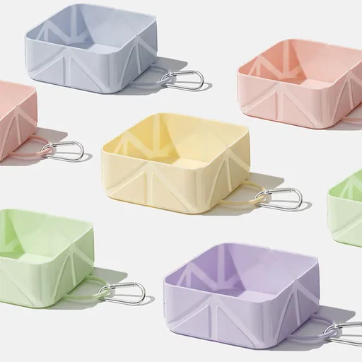 5 Pack Collapsible Silicone Pet Bowls with Carabiners, Portable Food and Water Dishes for Dogs and Cats, Pastel Mix