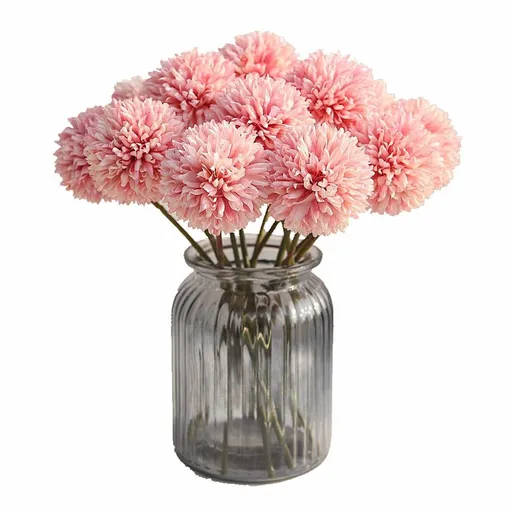 Artificial Flowers Chrysanthemum Ball Flowers Bouquet 12 pcs Present for Important People Glorious for Home (Fuchsia)