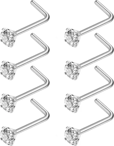 Nose Rings, Titanium Steel Nose Piercings Stud Jewelry for Women Men Cubic Zircia Imitati Diamd