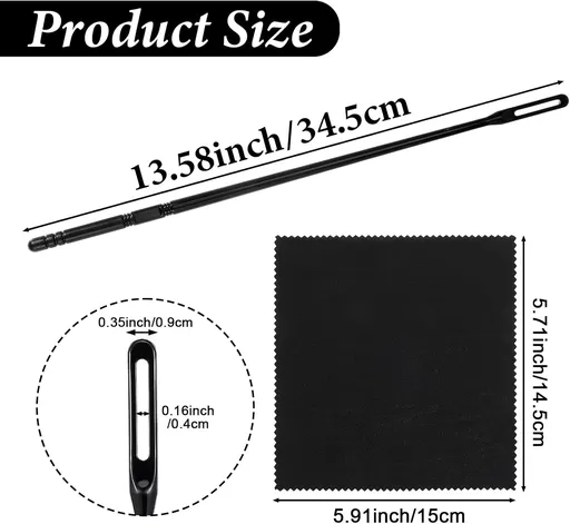 6Pcs Flute Cleaning Kit, 3Pcs Flute Cleaning Rod with 3Pcs Cleaner Polishing Cloth, Flutes Cleaner Swabs Stick Tools for Flutes Maintenance