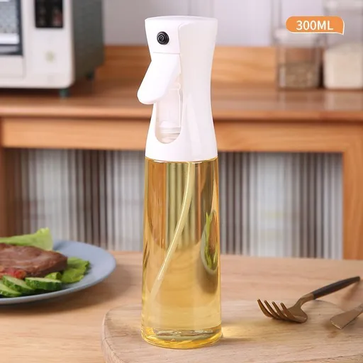 Push‑Trigger Atomized Cooking Oil Sprayer Transparent Plastic Oil Bottle for Air Fryer Fitness Diet Cooking 300ml White Suitable for Christmas Gifting