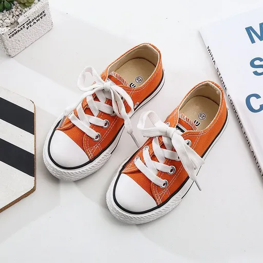 OPOEE Kids Canvas Shoes Low Top Lace Up Orange 22