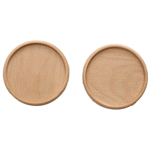 8.8 cm Durable Wooden Coasters, Mug Tea Coffee Coasters, Heat-Resistant Drink mats, Home Dining Table Tea-2pcs