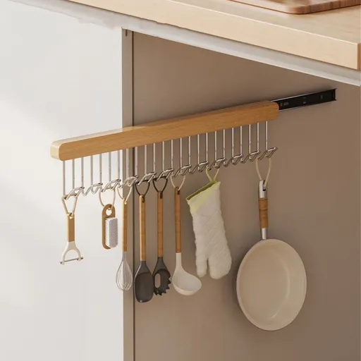Pull Out Hanger For Closet, Sliding Hooks Rack For Belt Ties Tank Top Scarf Jewelry, Space Saving Organizr For Wardrobe Cabinet, 8 Hooks Rail