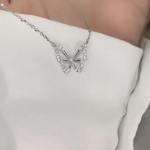 Butterfly Necklace - Rhinestone Pendant Necklaces for Women Butterflies Charm Jewelry for Valentine's Day Women Teen Girl Party