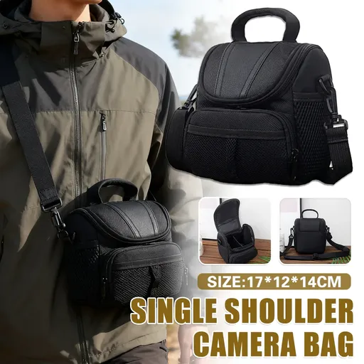 Shoulder Camera Bag Durable with Multi-Compartment for DSLR SLR Use 14x12x17cm