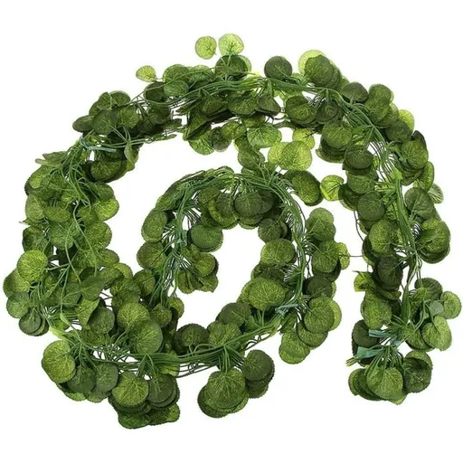 12pcs 6.5ft Artificial Vine Foliage Leaf Garland Plants Decor, Silk Flower Material, 170 Leaf Design, Green Color, Garden Decoration, Coffee House Use