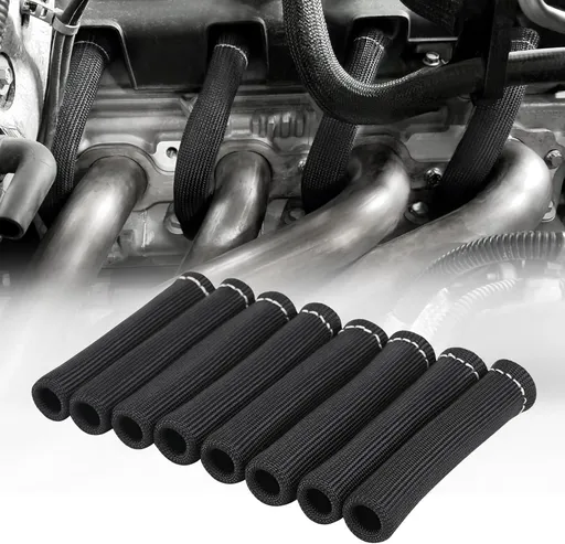 Spark Plug Wire Heat Shield Sleeve 2500° Spark Plug Boot Protector Boots Wrap for SBC BBC 350 454 8PCS Plug Wire Covers