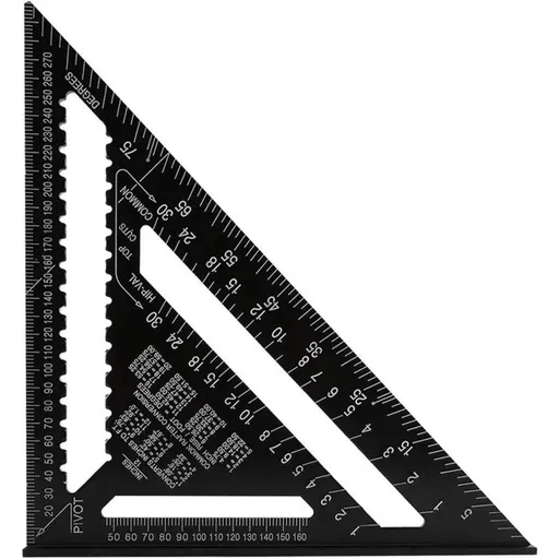 Professional Metric Triangle Carpenter Square Aluminum Alloy Measuring Ruler Black, 30 cm