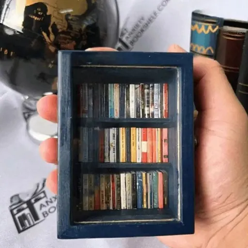 Miniature Bookshelf Pocket Anxiety Wooden Tiny Book Library Stress Reliever Tabletop
