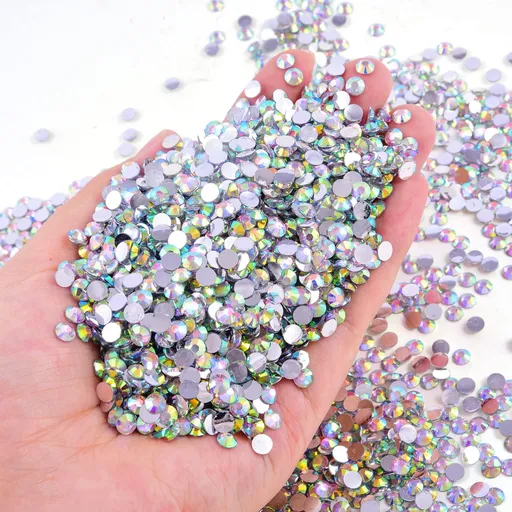 Crystal AB Flatback Rhinestones, Glass Rhinestones for Nail Art and Craft, Glue Fix, Loose Crystal Gemstones