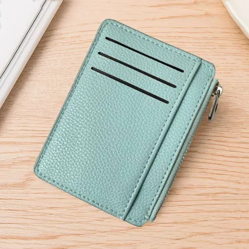 2Pcs 6 Slots Large Capacity Zipper Card Holder,Waterproof & Scratch Resistant,Compact-light blue