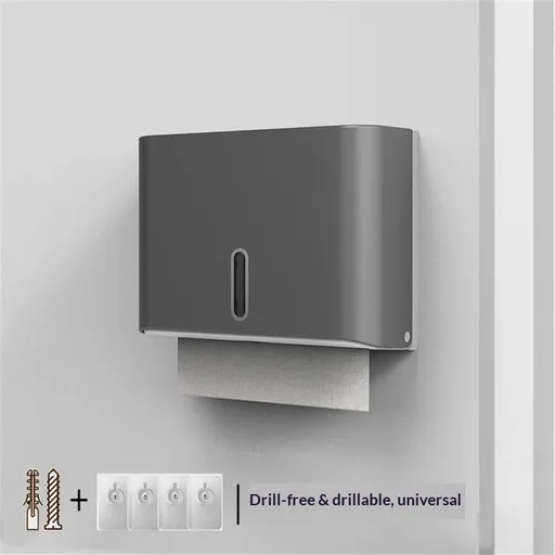 Paper Towel Dispenser Wall Mount, Adhesive Drilling Multifold Fold Commercial Hand Towel Dispenser (gray,Excluding tissues)