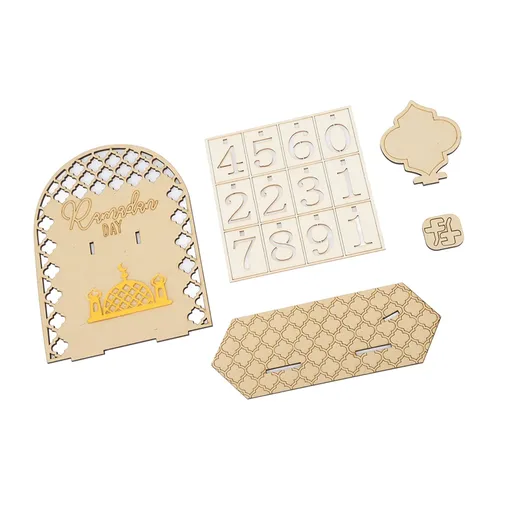 Ramadan Countdown Calendar Wooden Decorative Ornament DIY Eid Calendar 20cm