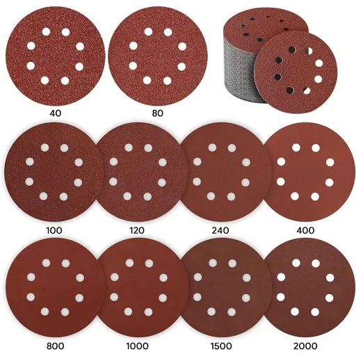 80 Pieces Sanding Discs for Eccentric Sander P40 to P2000 8 Hole, 125mm