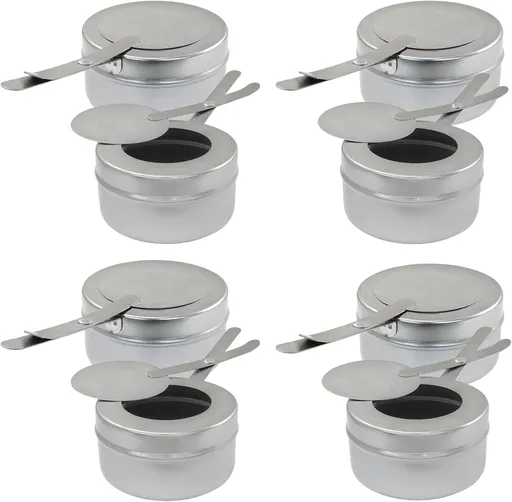 8 Pack Stainless Steel Fuel Holder,Canned Heat Holder，Safety Cover Buffet Warmer, Buffet Warming Trays for Barbecue Buffets Parties(Silver)