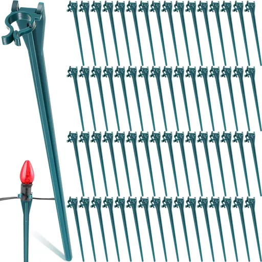 Christmas Light Stakes Universal Yard Lawn Holiday Light Stakes for C7 C9 String Lights, 7.5 inches Ground Stakes(Green,90 Pieces)