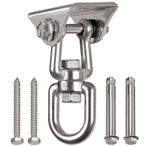 Heavy Duty 360掳 Swivel Swing Hanger, Stainless Steel Swing Hook for Ceiling Wooden Porch Swing Hanging kit Playground Gym Rope