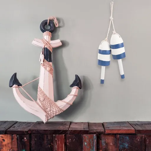 Nautical Wooden Hanging Float Pendant, 1 Pair, Round 7.5x2.4x2.4in Coastal Beach House Wall Decor