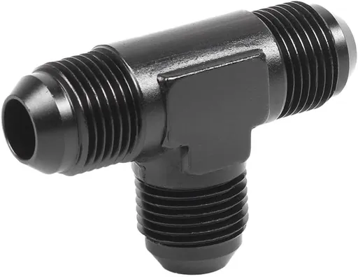 6AN Male Flare Tee Fitting Adapter, Black Anodized T Fuel Hose Union Fitting Adapter, Aluminum Thread Flare Tee Quick Connect Fuel Line Adaptor (6AN)