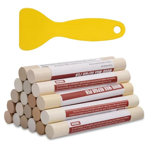 Wood Filler Sticks 20 Colors Repair Wax Sticks Kit Furniture Touch Up Crayons for Repairing Scratches Holes Cracks Wood Floor Tables Cabinets Doors Hardwood(Light Color Series)