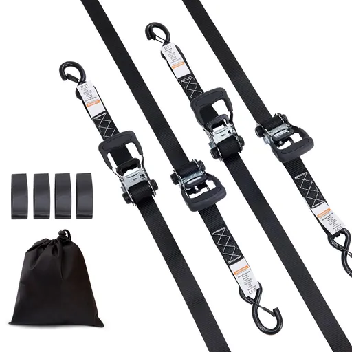 4 Pack Ratchet Tie Down Straps 5208 lbs 1.6
