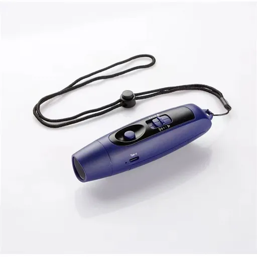 Rechargeable Bear Horn - Electronic Air Horn for Bears with 4 Volume Levels & 3 Tones, Safety Light for Hiking, Camping, Wildlife Defense (Blue，14*3.8*3.85cm)