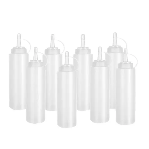 8oz Plastic Squeeze Bottles 240ML, Multipurpose Condiment Dispenser, Leak Proof Squirt Bottle For BBQ Sauce Dressing Craft,8-24 Pack