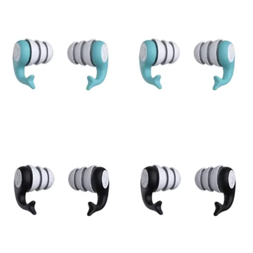 4 Pairs 1x0.8 Inch Swimming Ear Plugs, Waterproof Reusable Soft Silicone Swim Earplugs for Pool, Surfing, Diving, Showering