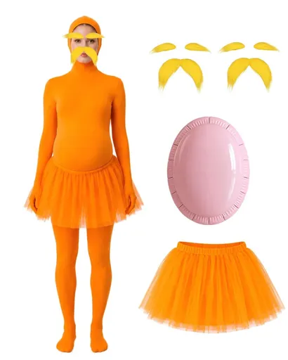 Orange Jumpsuit Ballet Skirt Fake Belly Costume Set Halloween Costume Costume Kids - Orange - Size M