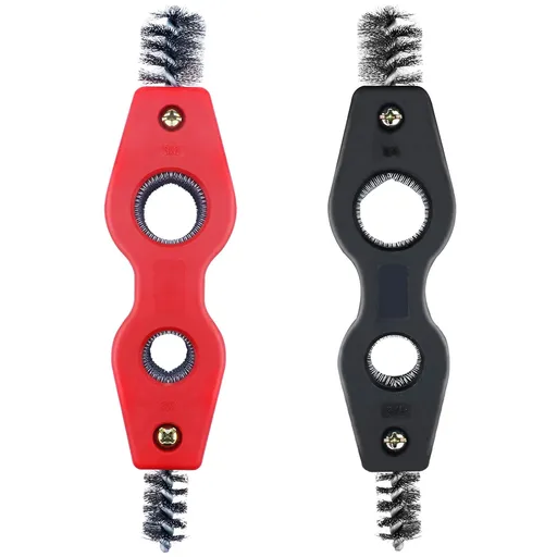 2 PCS 4 in 1 Copper Tubing Brush, 1/2 in and 3/4 in Copper Pipe Cleaner, Stainless Steel Coppers Tubing Wire Brush Cleaning Inside and Outside Thread, for Plumbing Installation, Soldering