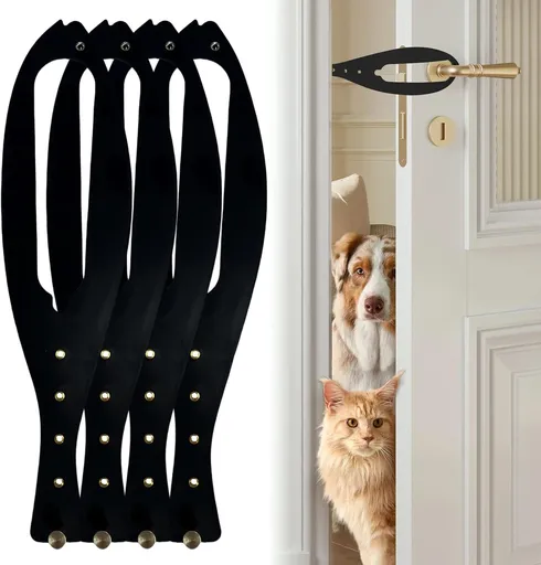 Cat Door Latch with 5 Adjustable Opening 2.5-6" - Cat Access Door Restrictor, Tool-Free Install, Helps Keep Dogs Out of Litter Box and Food, 4 Pack Black