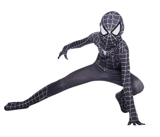 Spiderman Cosplay Costume Milk Silk One Piece Suit Extraordinary black black black + headgear 190