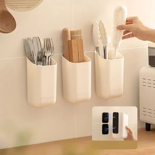 Magnetic Fridge Storage Box Straw Storage Bucket Chopstick Storage Bucket Wall Mounted Storage Container Stationery Organizer for Kitchen Office 8.27x3.54x3.15in