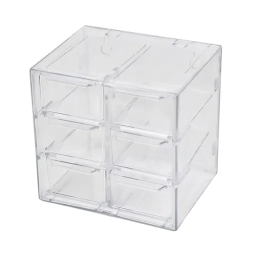 Storage Organizer Box Mini Plastic Desktop Drawers Desk Craft Cabinet For Office - 6 Grids