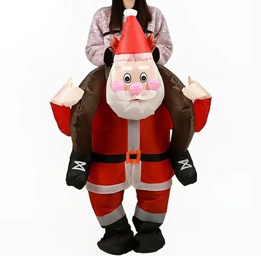 Ride On Santa Claus Cartoon Costumes Air Model Inflatable Costume Funny Dress Up Props Christmas Party Clothes Adult One Size