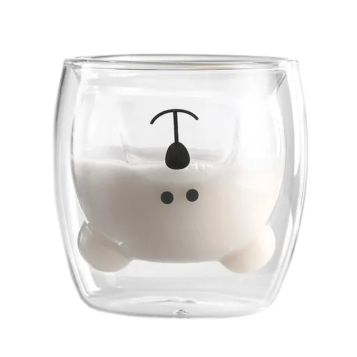 Cute Mugs Bear Tea Coffee Cup Milk Couple Double Wall Glass Mugs Funny Valentine's Day Birthday Gifts for You