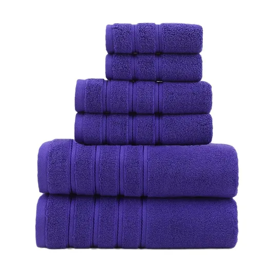 6-Piece Purple Towel Set for Bathroom, Soft & Absorbent Cotton Towels