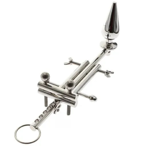 House Of Dasein Ultimate Male Lockdown Multi Functional Stainless Steel Chastity Metal Anal Plug Bdsm - Silver