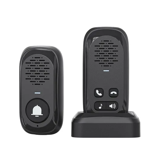 RF433 Wireless Intercom Ring Doorbell Chime with 1 Inside Sensor 984ft Range No Internet Required IP44 Waterproof Real-time Voice Call Door Chime for Home Office Business When Entering