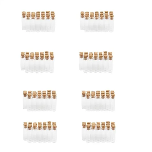 160Pcs 11X32mm Tiny Mini Empty Clear Cork Glass Bottles Vials 2Ml