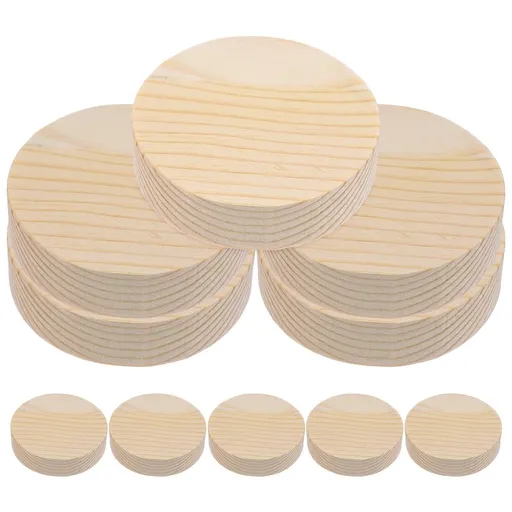Beige Wood Slices 8x2cm Round Craft Discs, Smooth Unpainted Wooden Circles for Home Decor and Multipurpose Use