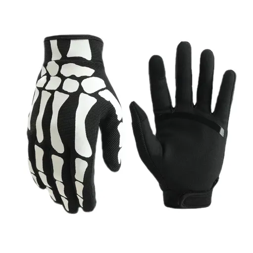 LOHAS FOX Skeleton Rose Motorcycle Gloves Black