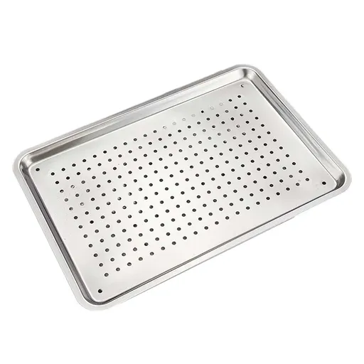 Stainless Steel Baking Sheet Food Serving Tray Baking Pan Tray Cookie Sheet for Food Festival Family Gathering Baking Shop, 27cmx20cmx2.5cm Hole